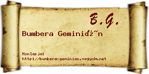 Bumbera Geminián névjegykártya